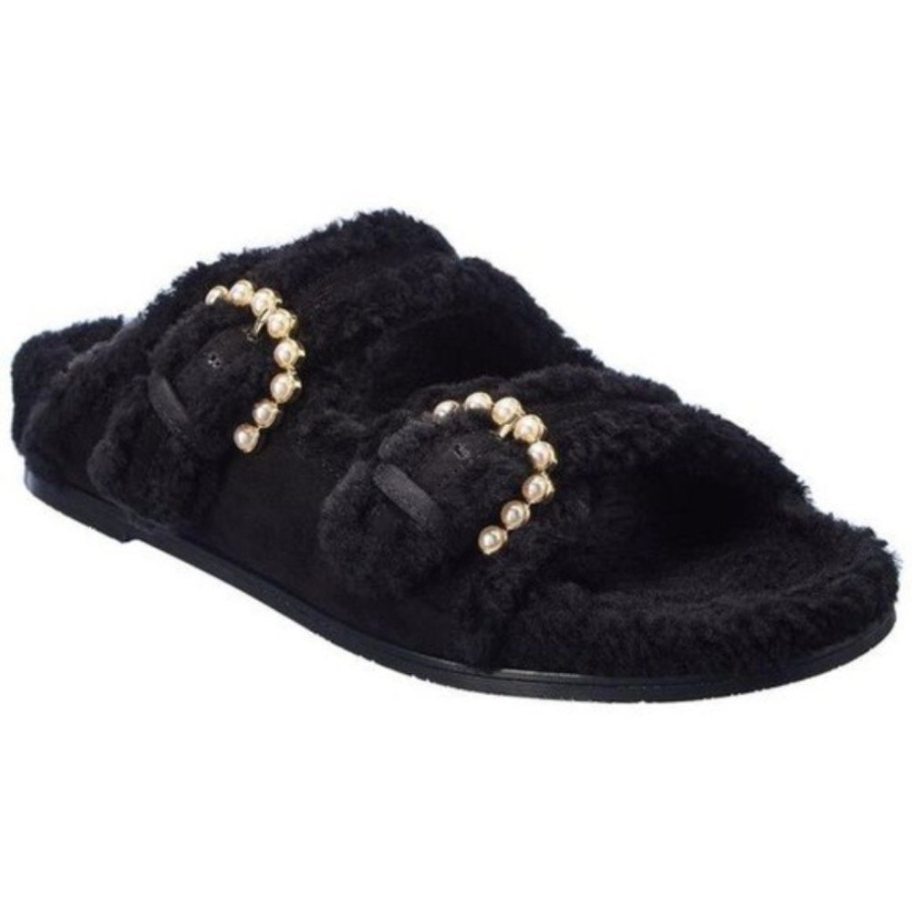 Stuart Weitzman Piper Shearling & Suede Sandals